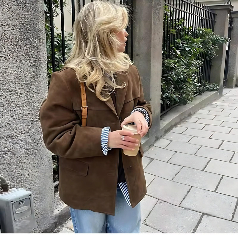 LYDIA - Blazer in Wildlederoptik